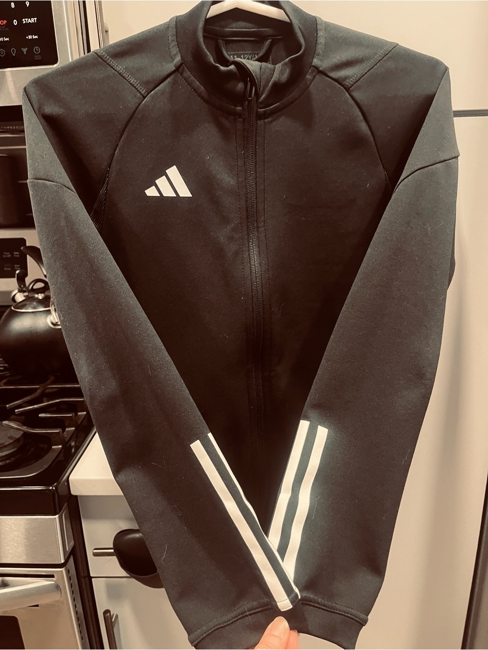 adidas youth track jacket - color: black- size:  11-12; unisex